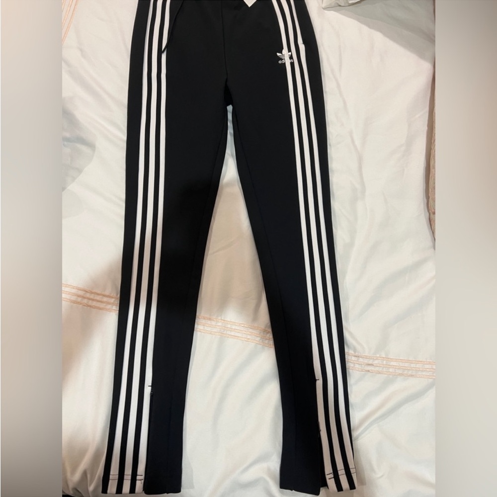 Adidas high waisted track pants Size small